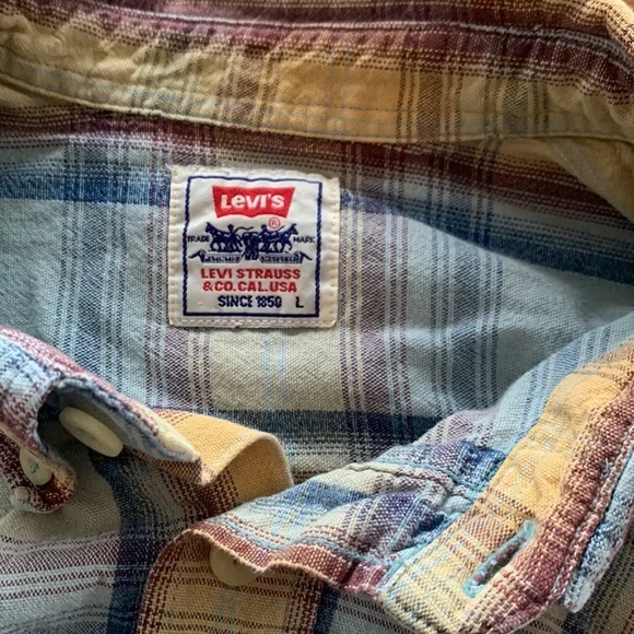 Levi’s Vintage Cotton Plaid Button Down Shirt Made in Portugal Men’s Size Large - Picture 4 of 6